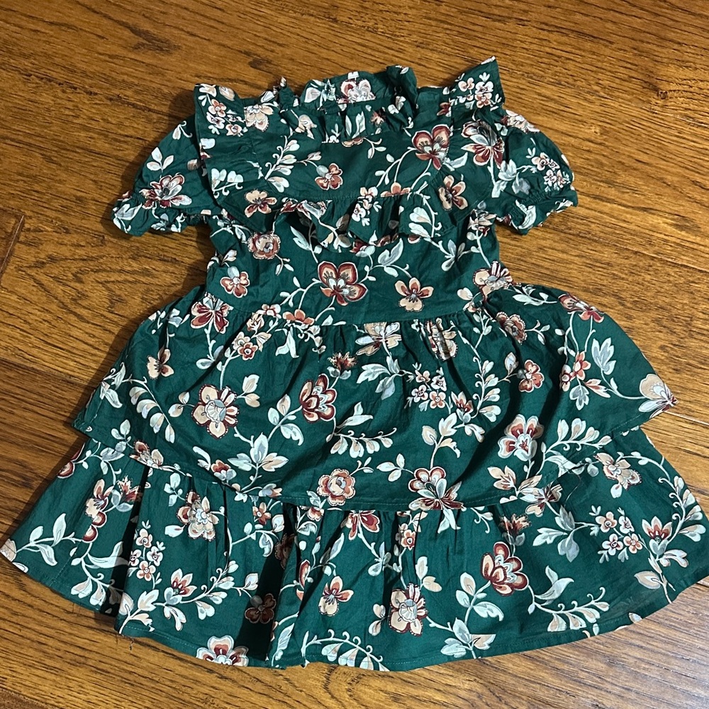 Floral GreenTiered Dress